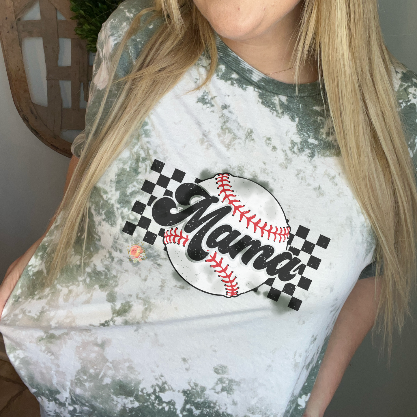 Checkered baseball mama