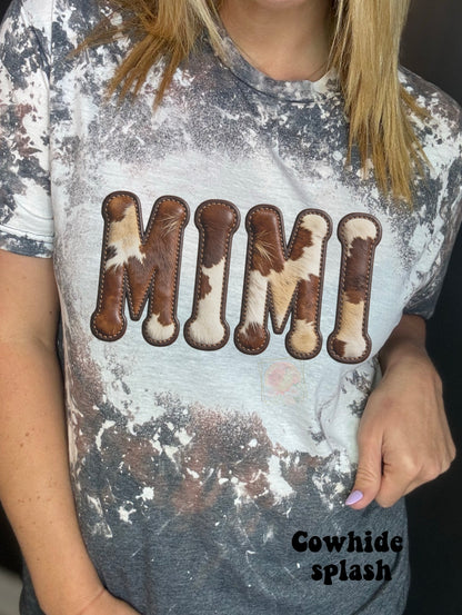 Faux Cowhide MAMA/AUNT/MIMI/GIGI/NANA