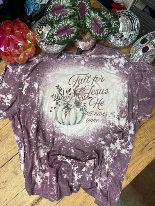 Size 4XL “fall for Jesus” wine acid tee