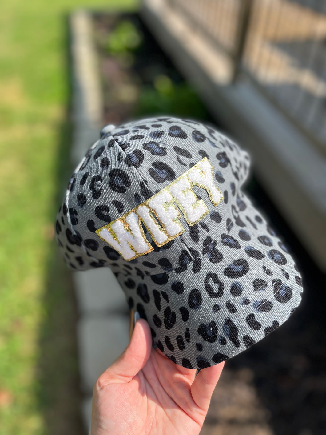 Gray leopard wifey hat