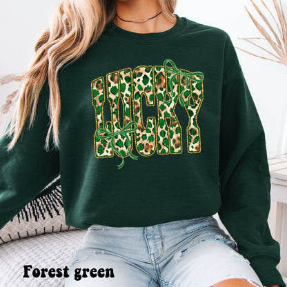 Faux Glitter Leopard Lucky