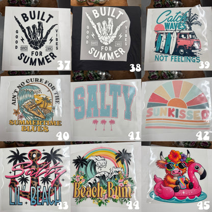 Summer/outdoors transfers (for comfort colors, dark acidwash & 2 tone acids)