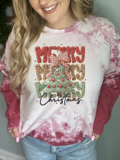 Faux embroidered merry tree stacked