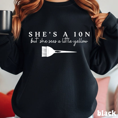 She’s a 10… but she sees a little yellow