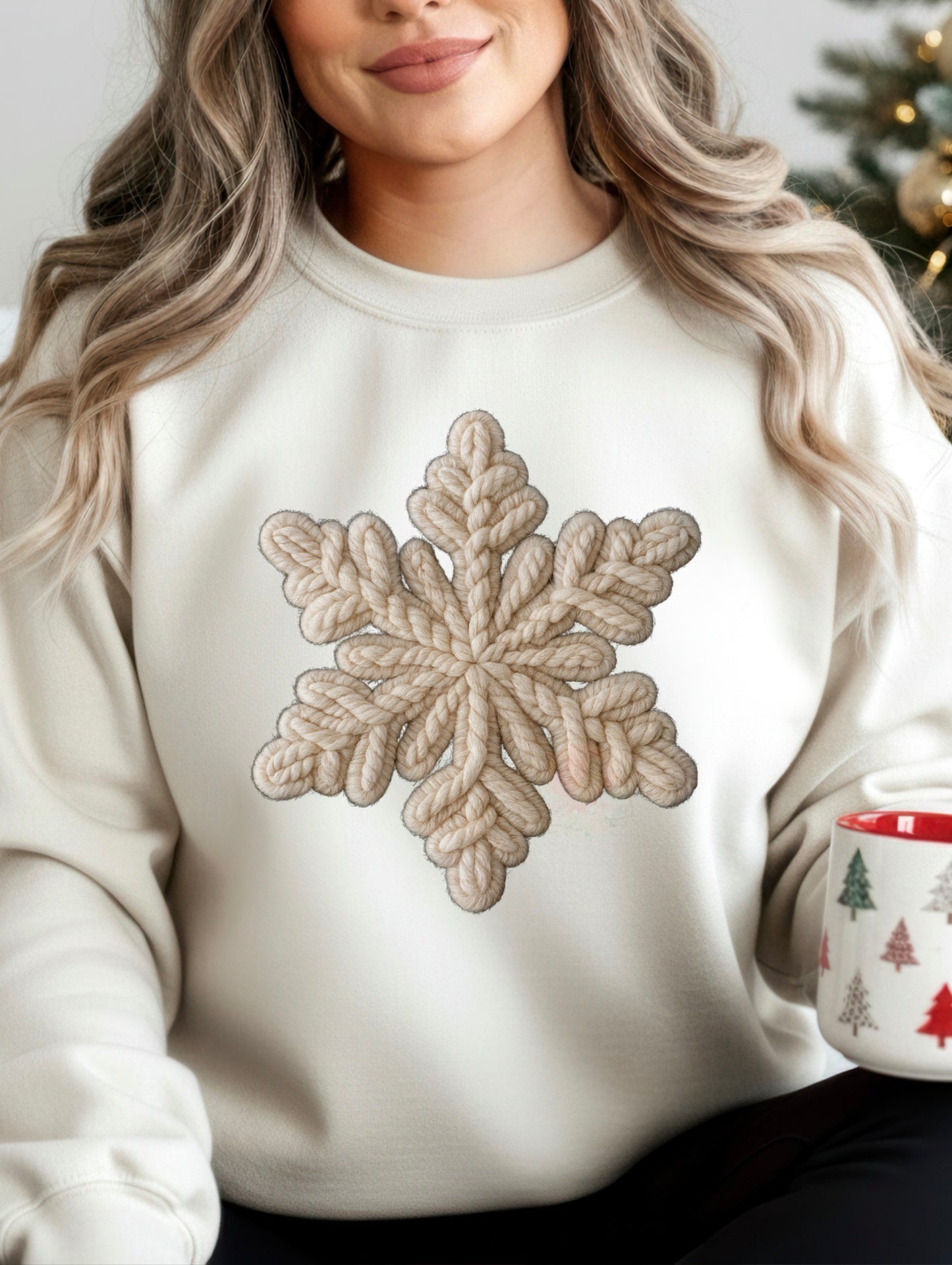 Natural stitched snowflake