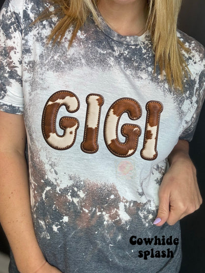 Faux Cowhide MAMA/AUNT/MIMI/GIGI/NANA
