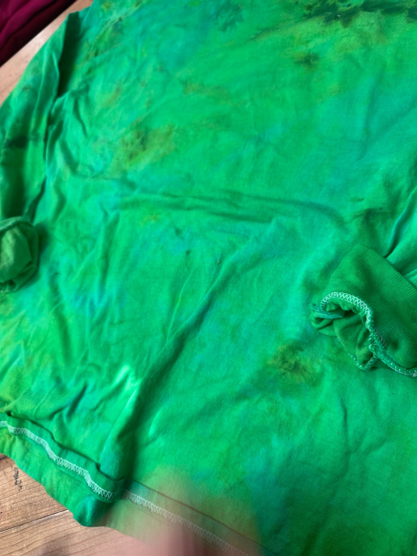 Size LARGE long sleeve green dyed tee