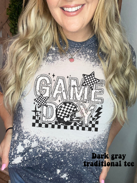 Checker game day football helmet