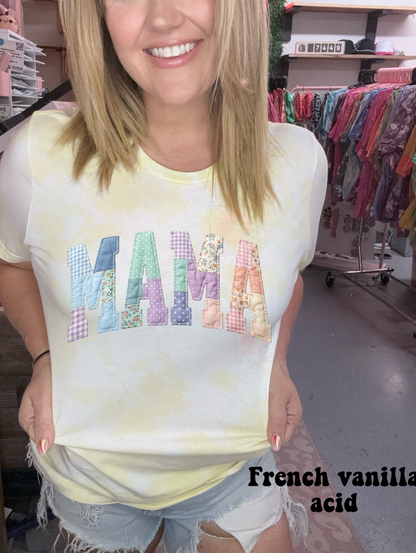 Faux Patchwork Blue/ Peach MAMA/MIMI/GIGI/NANA