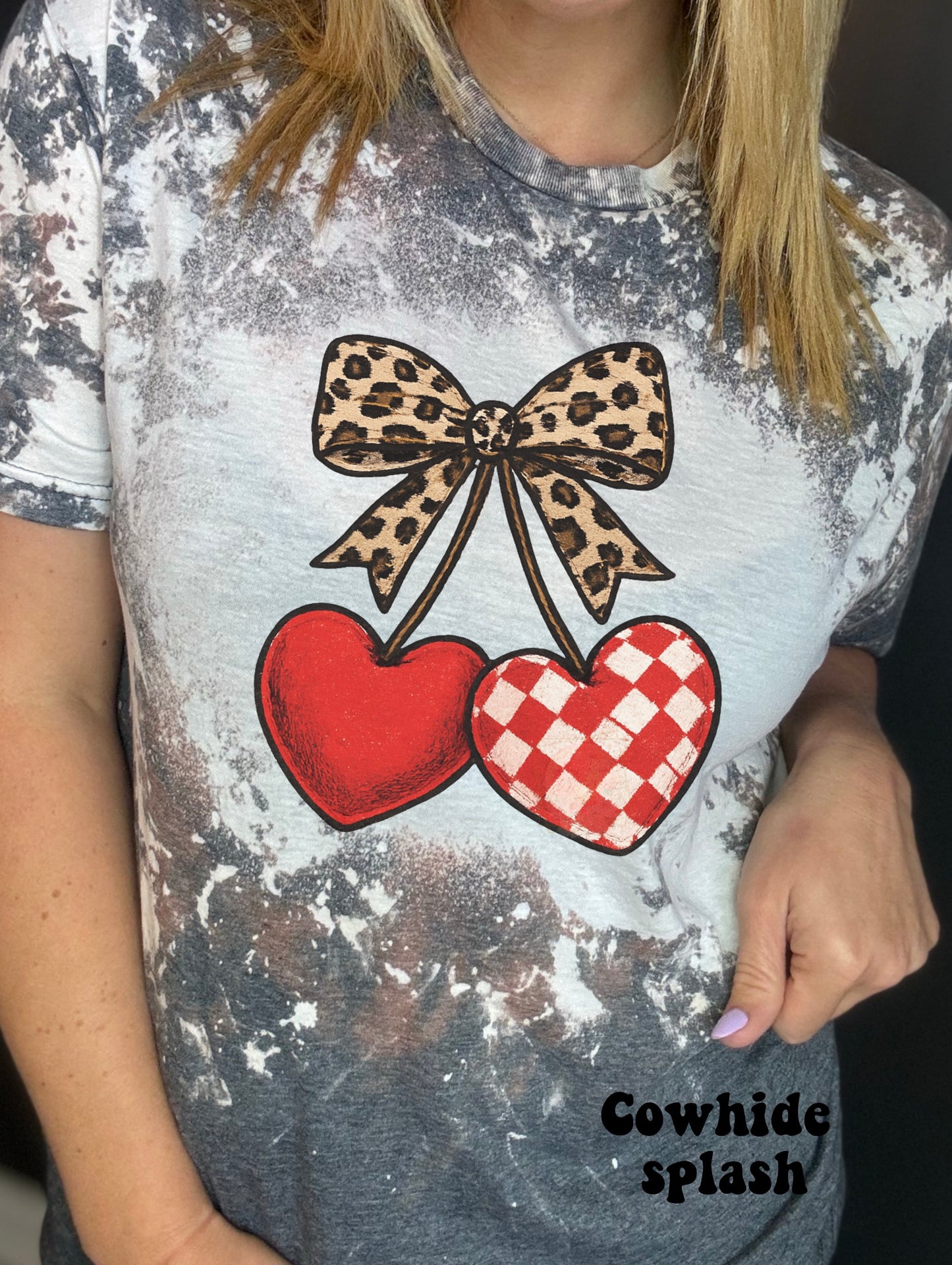 Faux Chenille Checker and Leopard Cherries