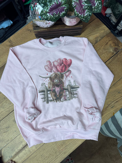 Size MEDIUM light pink cow heart balloon crewneck