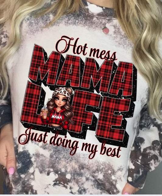 Buffalo plaid hot mess just doing my best mama life brunette CV