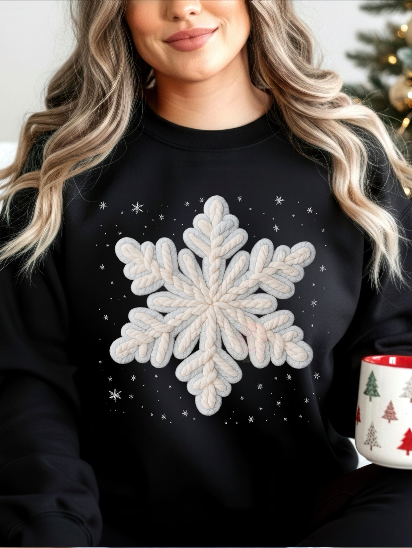 Blue stitched snowflake
