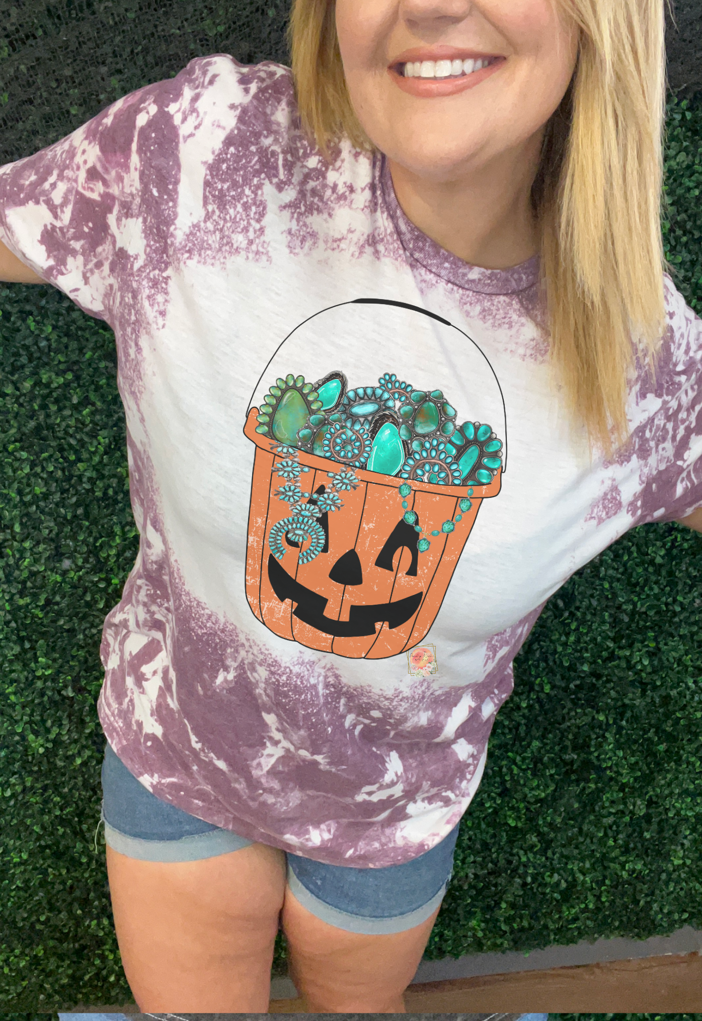 Turquoise Jack o lantern bucket