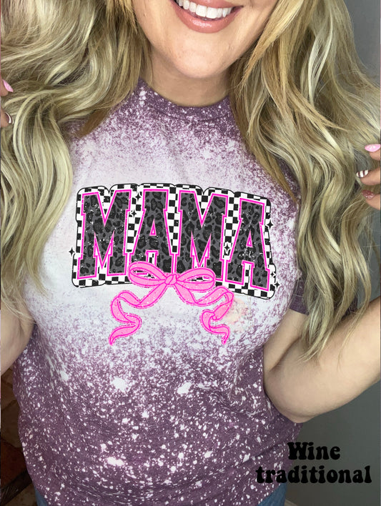 Checker and leopard mama with pink bow