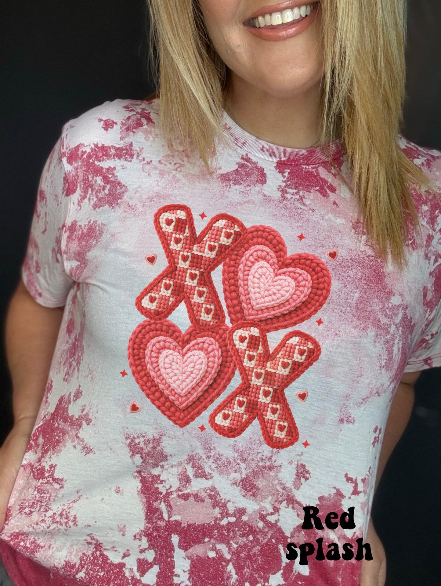 Red and Pink Faux Crocheted XOXO