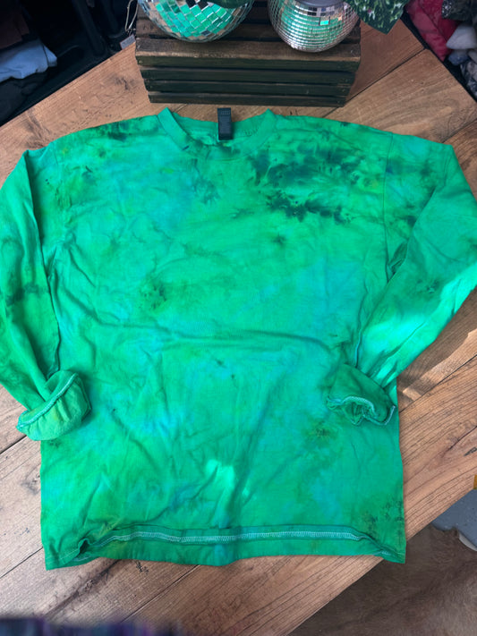 Size LARGE long sleeve green dyed tee