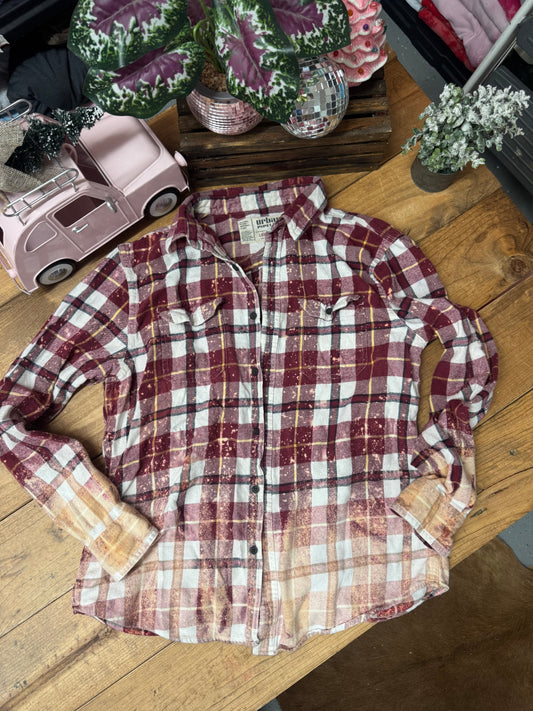 Size large red and cream  bleached flannel