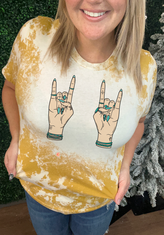 Double rocker hands with turquoise rings