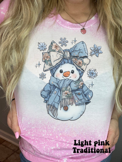 Denim Patchwork bow snowwoman