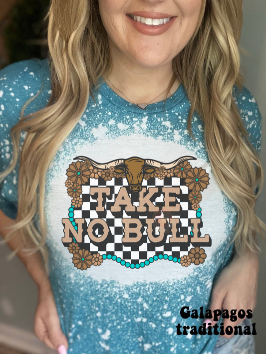 Turquoise and checker take no bull