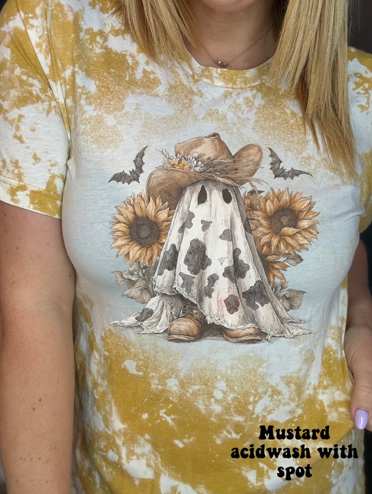 Vintage cowhide and sunflower ghost