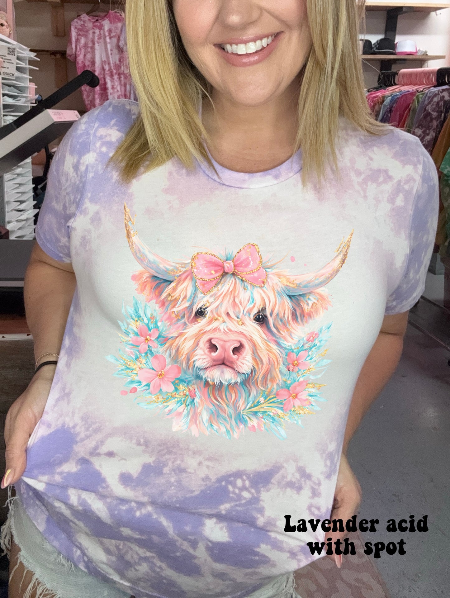 Pastel Brushstroke Highland Cow With Faux Glitter