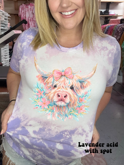 Pastel Brushstroke Highland Cow With Faux Glitter