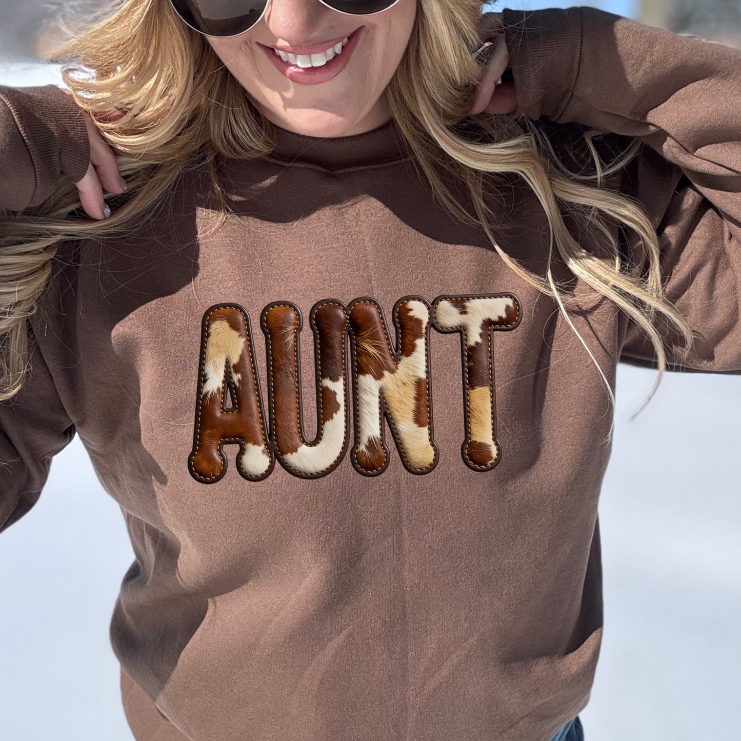 Faux Cowhide MAMA/AUNT/MIMI/GIGI/NANA