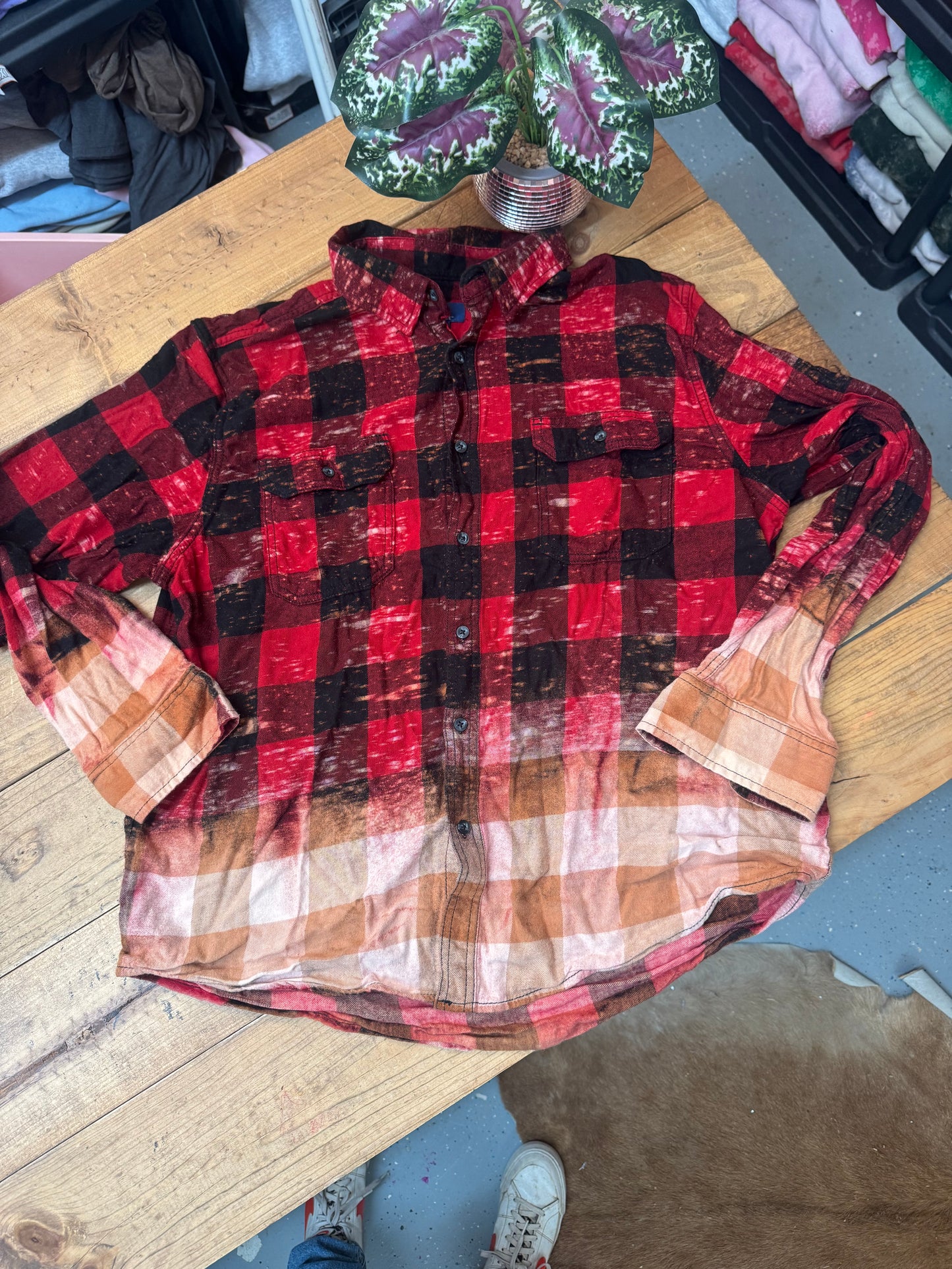 Size XL black and red checker flannel