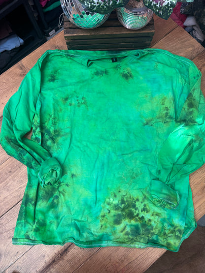 Size 2XL long sleeve green dyed tee