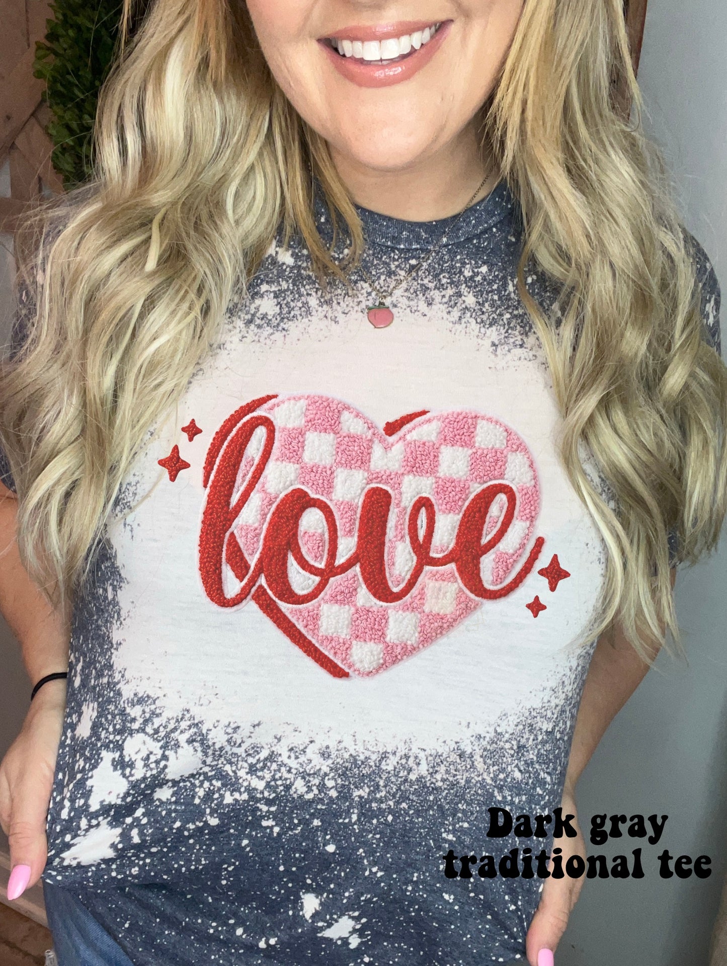 Faux Chenille Checker Love Heart