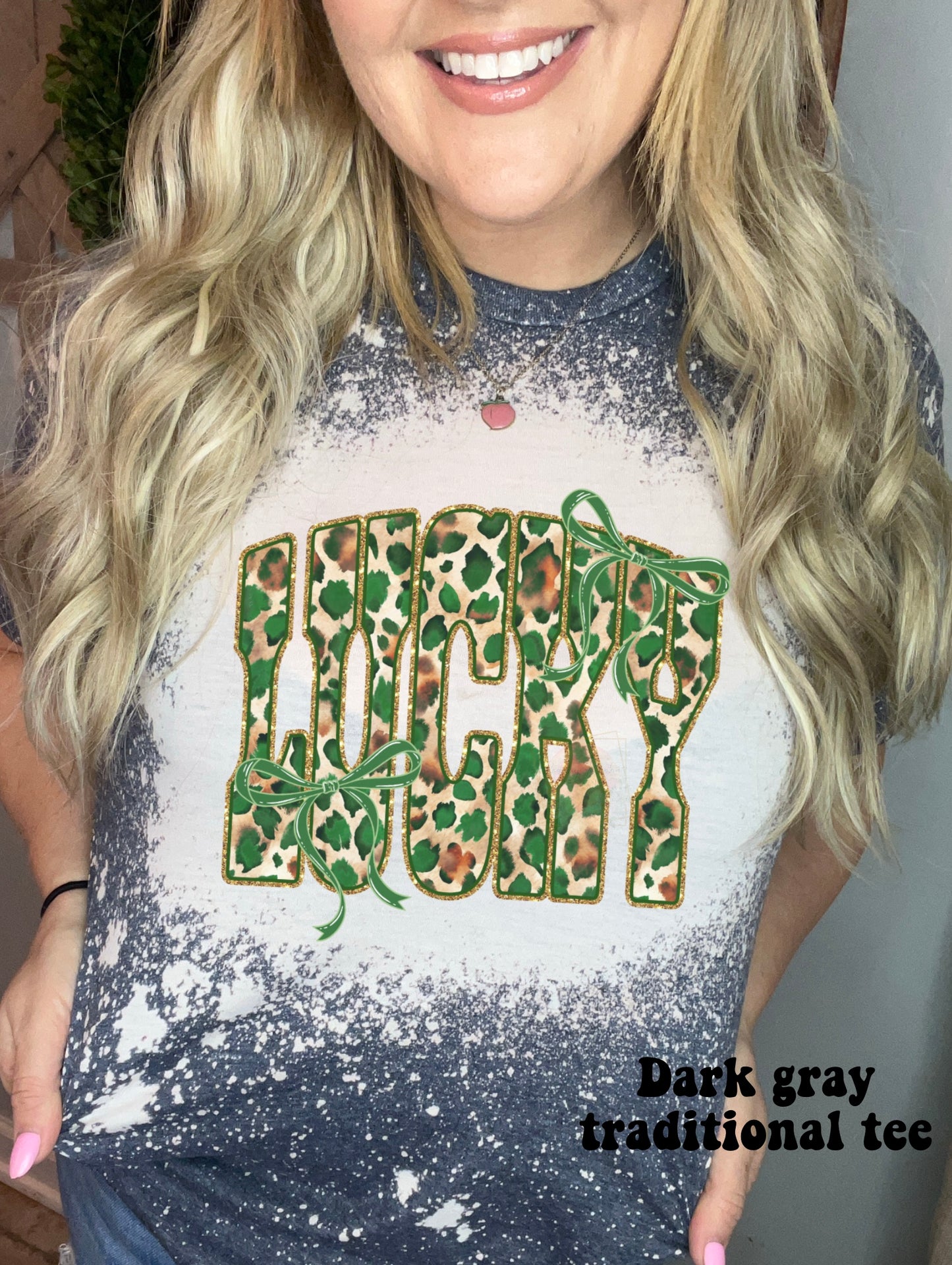 Faux Glitter Leopard Lucky