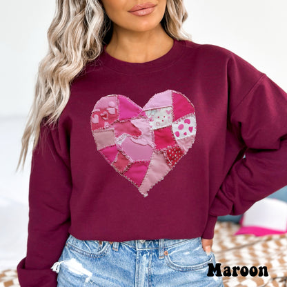Faux Patchwork Heart- Dark pink