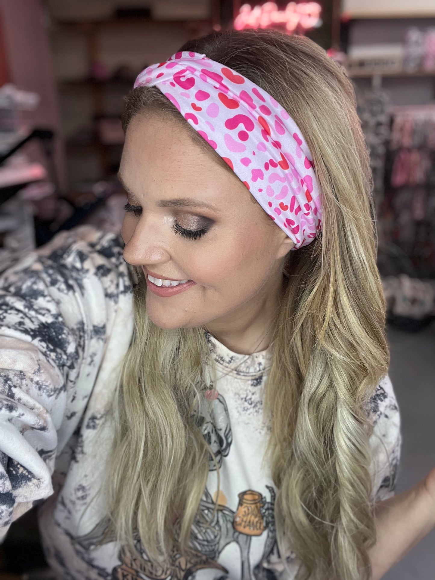 Valentines leopard headband