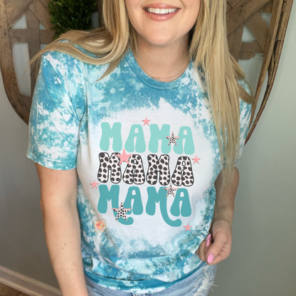 Turquoise and cow print stacked mama