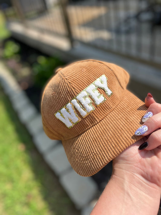 Tan corduroy wifey hat