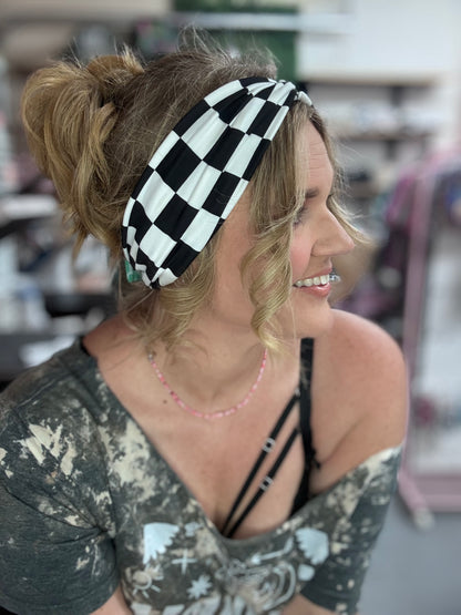 Black and white checker headband