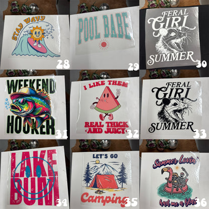 Summer/outdoors transfers (for comfort colors, dark acidwash & 2 tone acids)