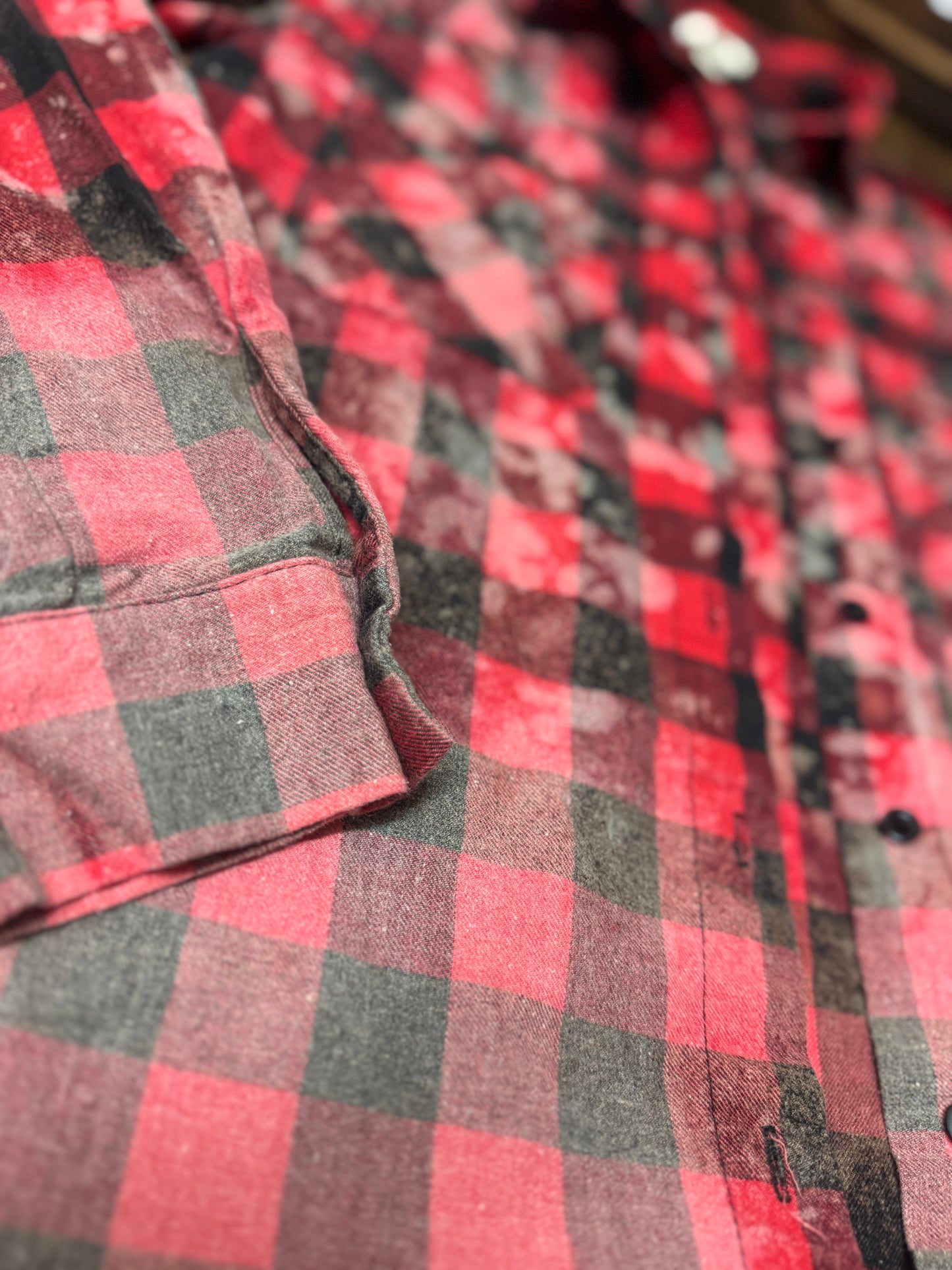 Womens size medium red and black with gray leopard bleached flannel