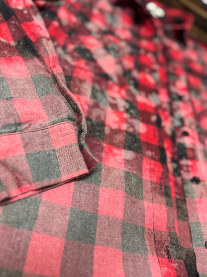 Womens size medium red and black with gray leopard bleached flannel