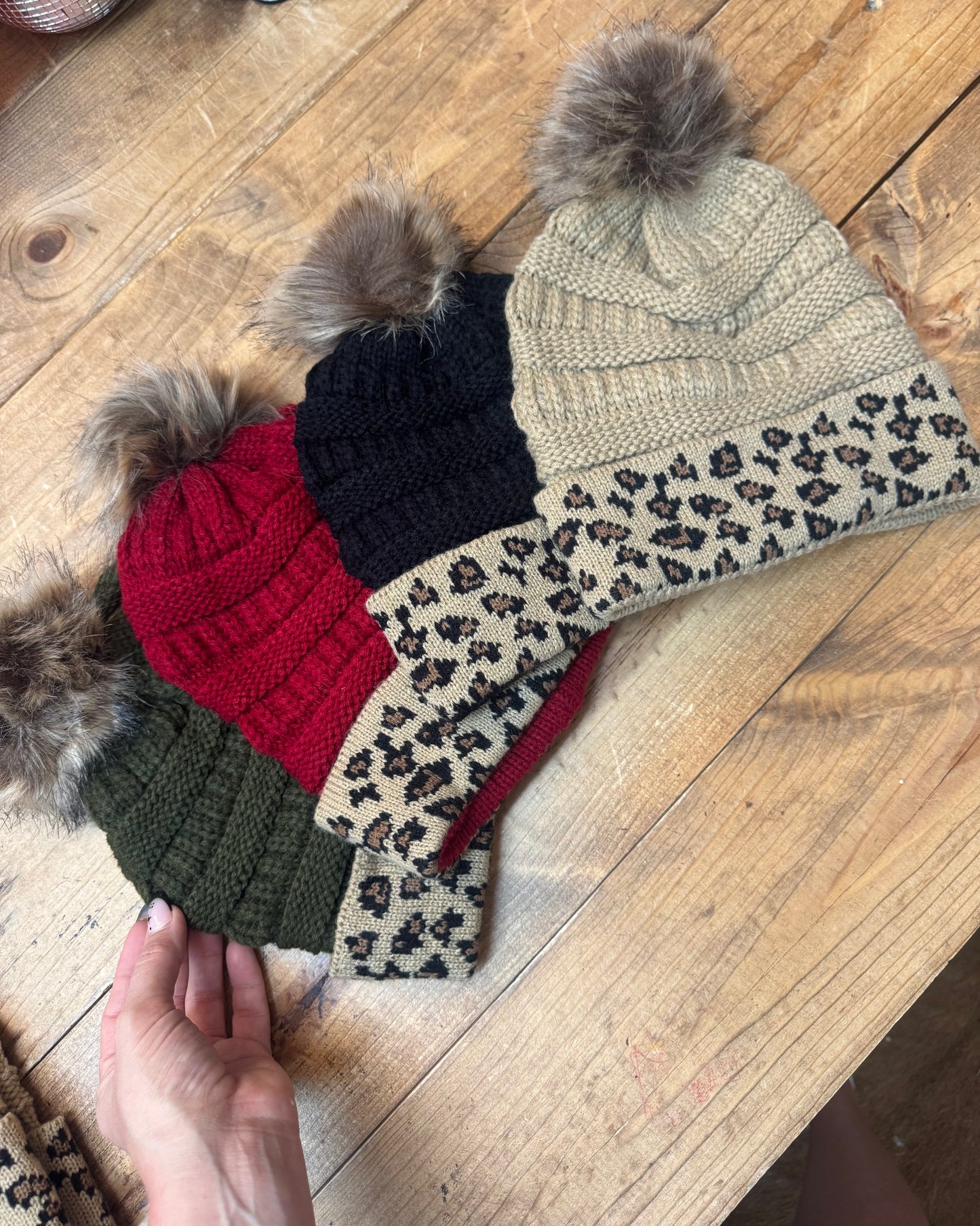 Leopard cuff beanie