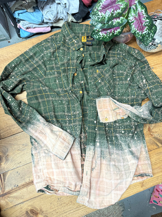 3XL green Browning brand bleached flannel