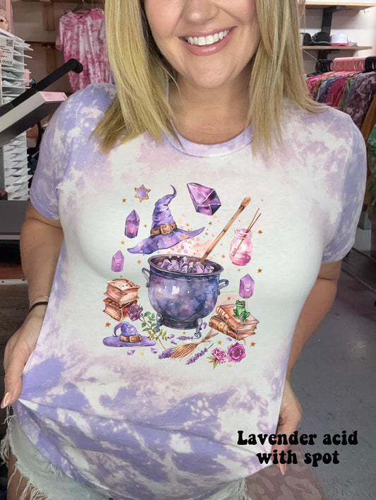 Purple cauldron and crystals collage