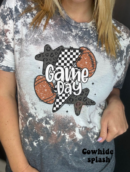 Faux glitter football game day with checker