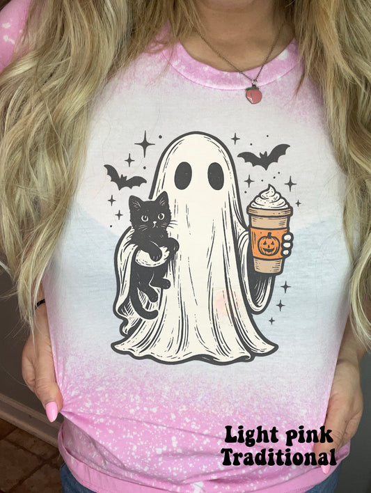 Pumpkin spice ghost with black cat
