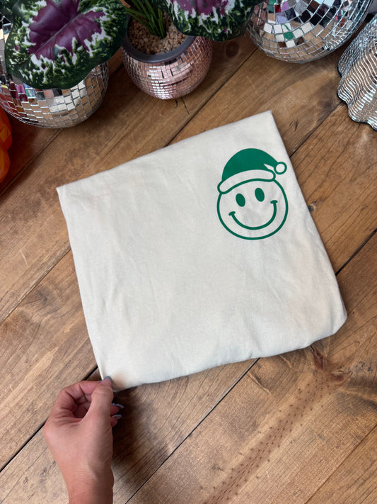 Long sleeve Holly jolly vibes long sleeve comfort colors tee (green text)