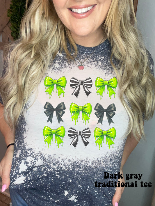 Green and black bow collage