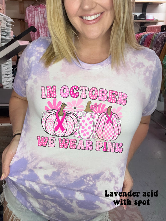 In October we wear pink patterned pumpkins