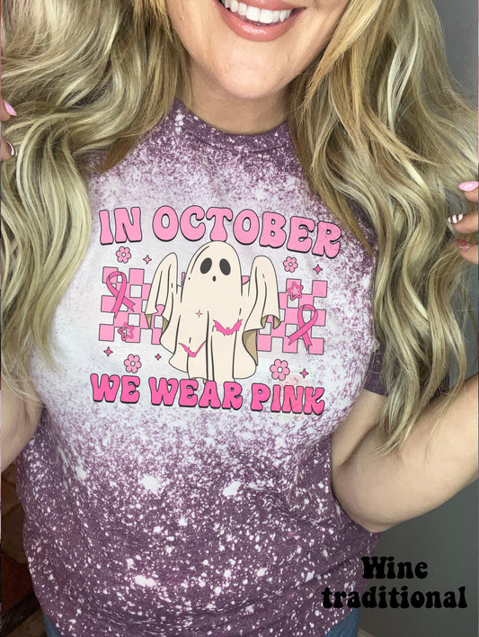 In October we wear pink checkered ghost